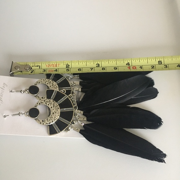 Native Style Black Feather Hook Dangle Earrings - Picture 7 of 7